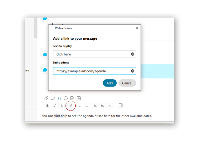 august webex teams update custom link