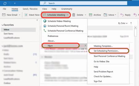 schedule webex meetings on someone's behalf