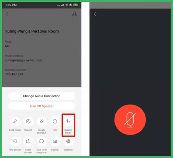 Webex meetings 39.10 android simple mode